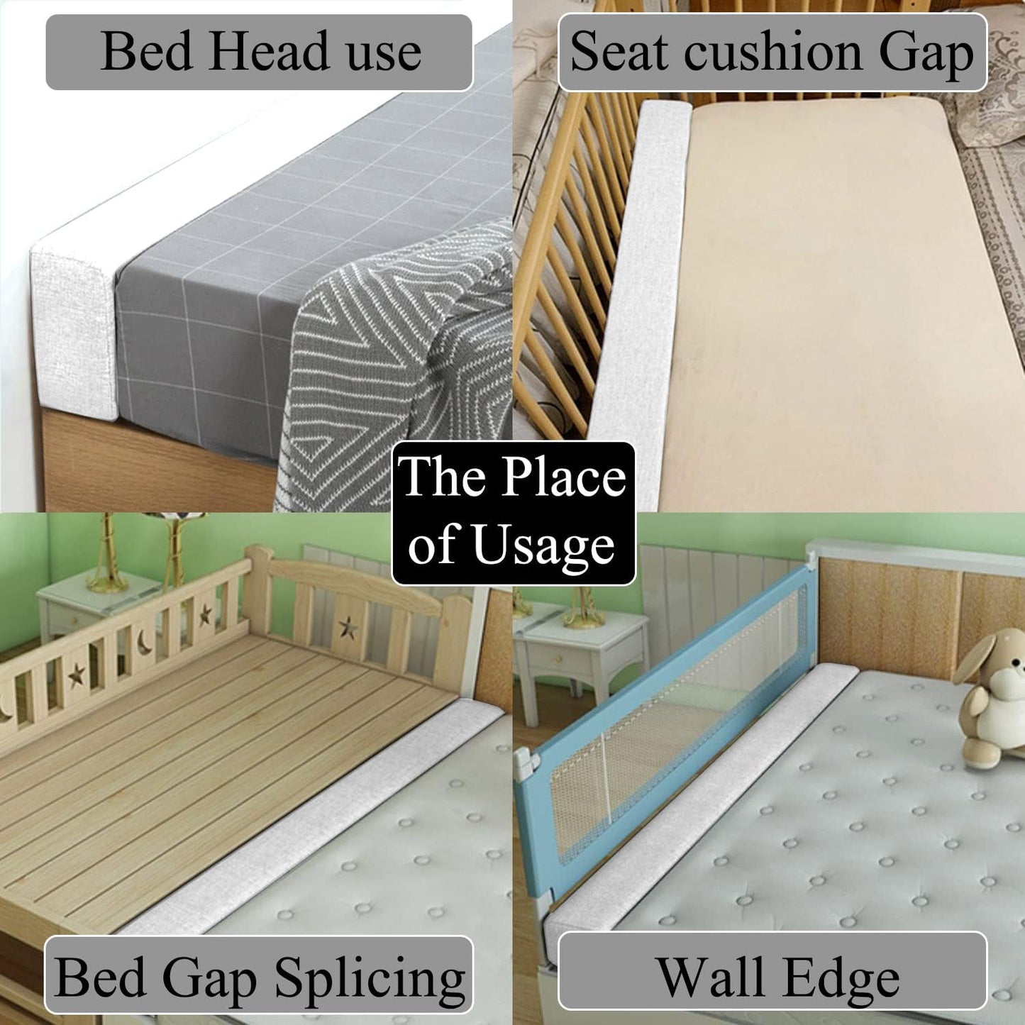 79x2x12 Inch Headboard Gap Filler with Foam Space Filler Between Bed and Wall Bolster Pillow Bed Gap Filler, Beige