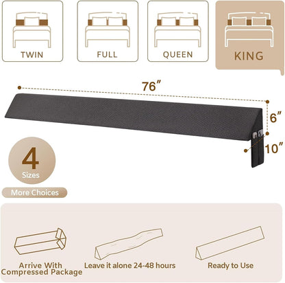 Bedluxe King Bed Wedge Pillow for Headboard, Fill The Gap (0-7")