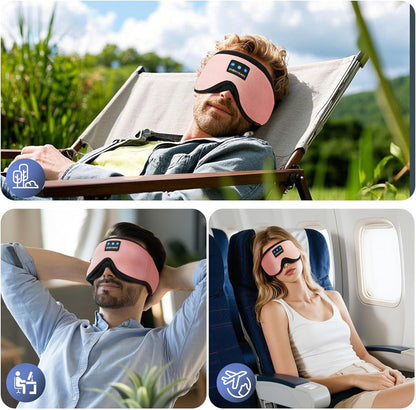 Sleep Mask with Bluetooth 5.4 Headphones, Removable 3D Eye Cups, Timing Sleeping Headphones for Side Sleepers, Wireless Music Eye Mask Speakers for Men, Women, Tech Gifts, Pink