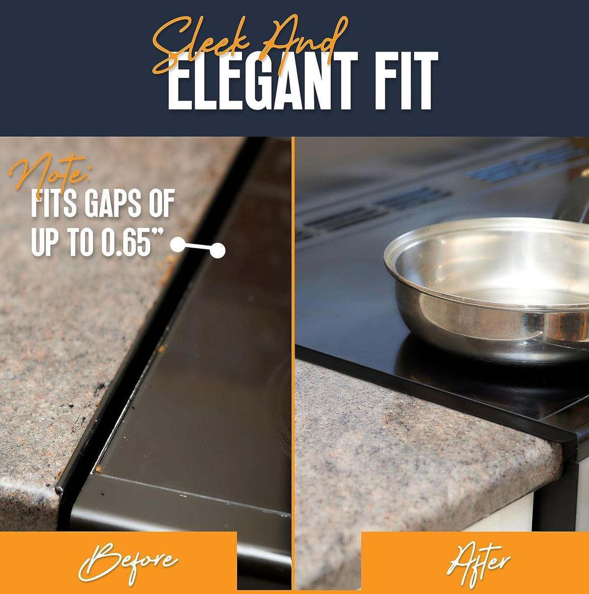 Linda’s Essentials Silicone Stove Gap Covers (2 Pack), Heat Resistant Oven Gap Filler Seals Spaces Between Stovetop and Counter, Easy to Clean Stove Side Guard (25 Inches, Clear)