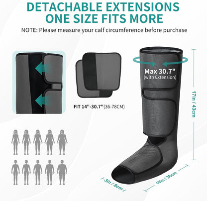 Nekteck Leg Compression Massager for Circulation and Relaxation | FSA Eligible HSA Foot and Calf Massage, 2 Modes, 3 Intensities, 20 Mins Auto-Off, Hand-held Controller, Adjustable Leg Wraps