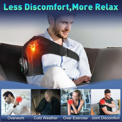 Shoulder Heating Pad with Massage, Rotator Cuff Shoulder Brace for Frozen