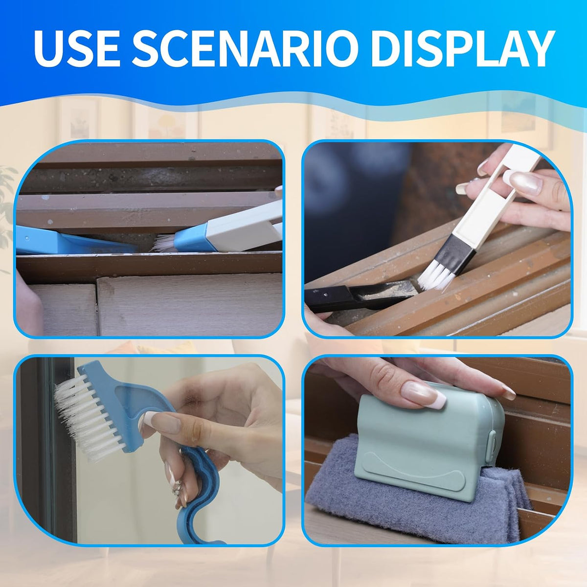 Window Track Cleaner, 13-Piece Sill and Crevice Cleaning Brush Kit