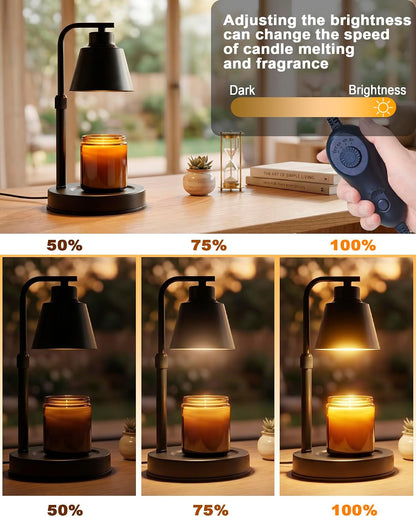 Candle Warmer Lamp with Timer, Dimmable, Adjustable Height, Black