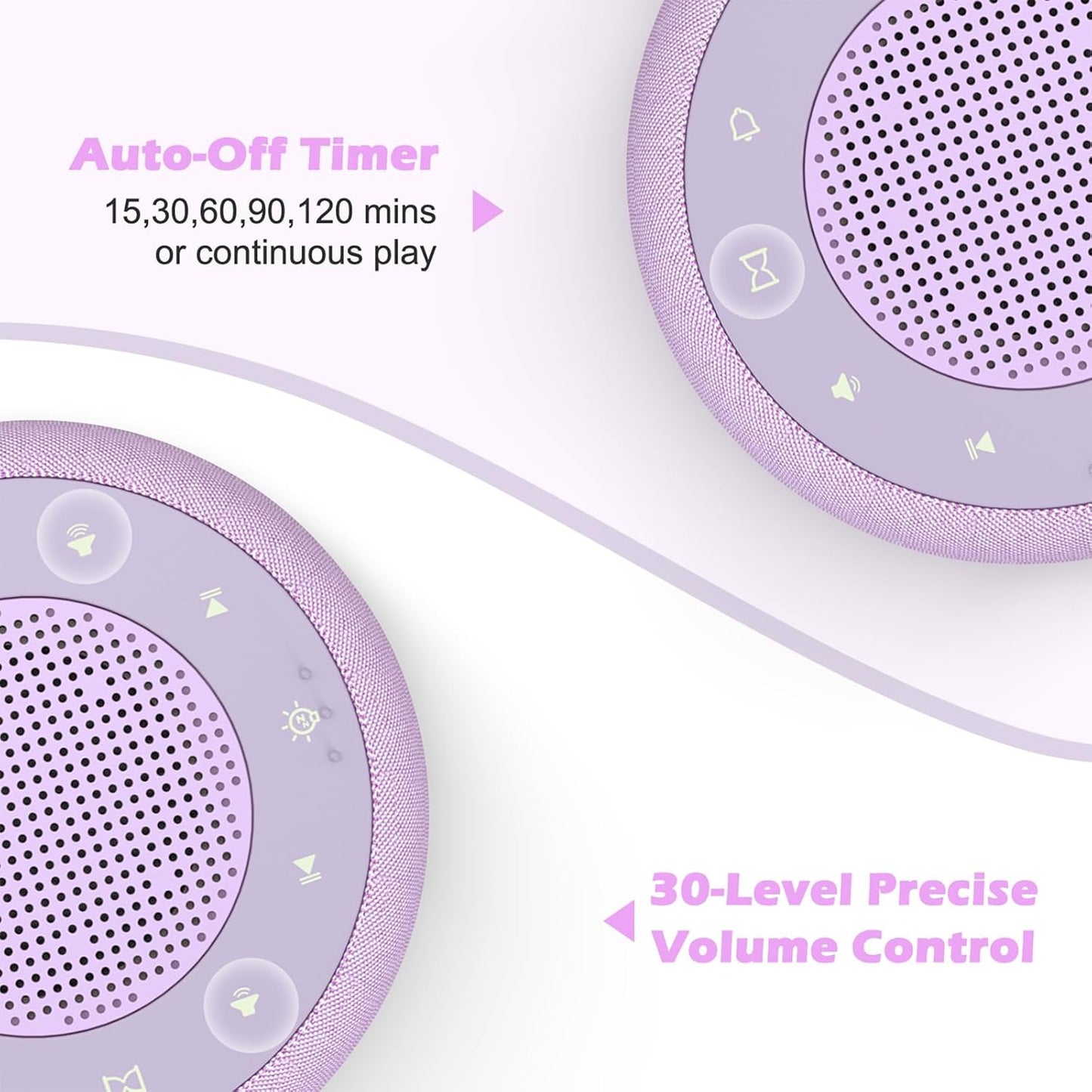 Buffbee Pro 2nd Gen| Sound Machine, Alarm Clock with Bluetooth Speaker | Upgraded Rechargeable Battery, White Noise Machine with 25 Sleep Sounds, Portable for Travel & Bedroom