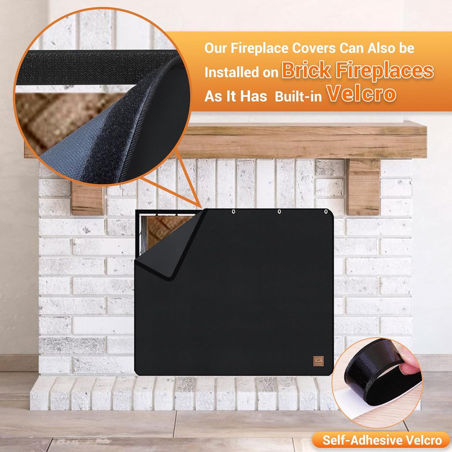 Magnet Fireplace Cover, Black Color, (39" W x 32" H) | Fireplace Draft Blocker, Fireplace Blanket for Heat Loss, Flue Blocker, Cold Air Blocker, Draft Cover for Inside Fireplace