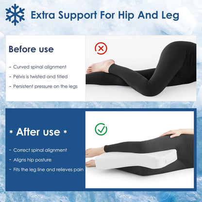 Leg Pillow for Side Sleepers, Memory Foam Knee Pillow for Side Sleeping, Leg Elevation Pillow for Hip/Back/Sciatica Pain Relief Helps Spine Alignment -15"x25" (Grey, M)