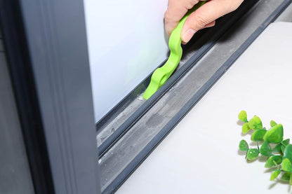 2pcs Hand-held Groove Gap Cleaning Tools Door Window Track Kitchen Cleaning Brushes (Sky Blue)