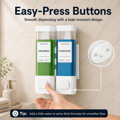 Shampoo and Conditioner Dispenser – Wall-Mounted Shower Soap Dispenser, No-Drill Installation, Lockable, 900 ml Capacity,for Bathroom & Hotel or Airbnb (Black, 3-Pack)