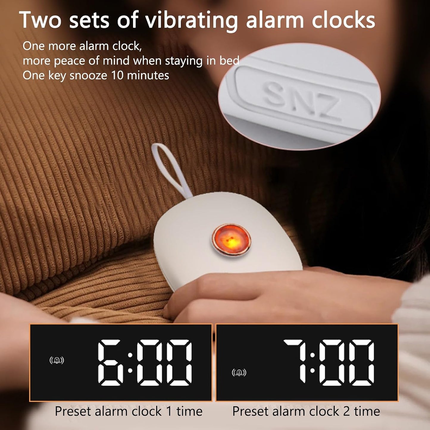 Airshi Vibrating Alarm Clock, Alert Digital Alarm Clock LED Display for Bedroom, Vibrating Alarm Clock for Heavy Sleepers, Extra Loud Bed Shaker Clock for Hearing Impaired