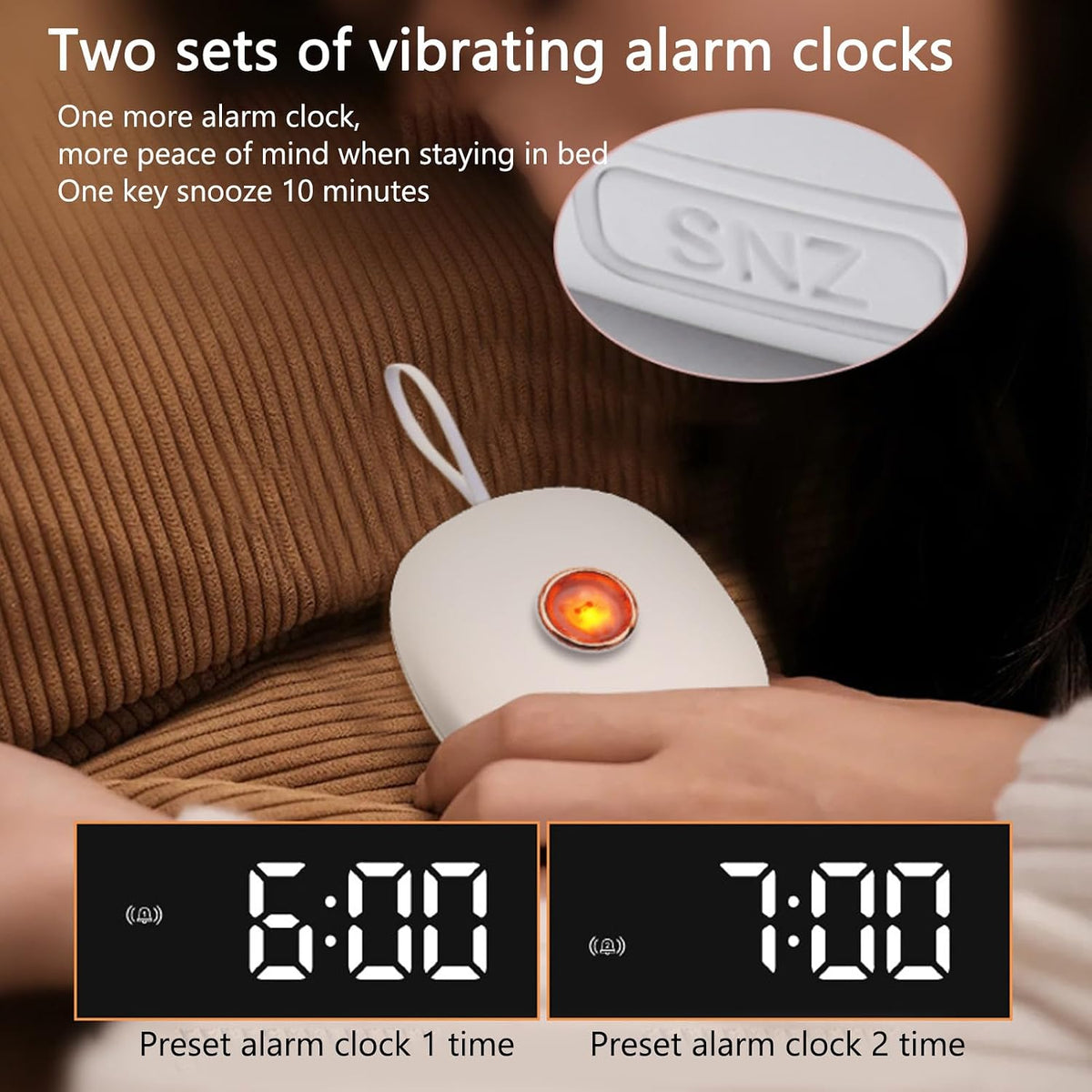 Airshi Vibrating Alarm Clock, Alert Digital Alarm Clock LED Display for Bedroom, Vibrating Alarm Clock for Heavy Sleepers, Extra Loud Bed Shaker Clock for Hearing Impaired