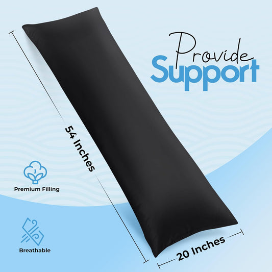 Utopia Bedding Full Body Pillow for Side Sleeper, White Long Pillow for Bed | Large Body pillows for Adults, Plush Support, Pregnancy Pillow Insert for sleeping, helps maintain body contour, 20x54 inches