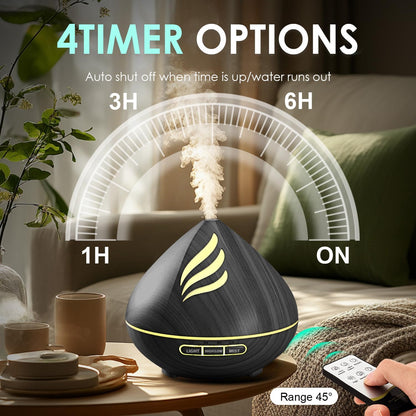 500ML Essential Oil Scent Diffuser: Remote Control &14 Colors LED - Black