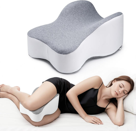 Long Knee Pillow for Side Sleepers Separates Full Thighs for Alignment