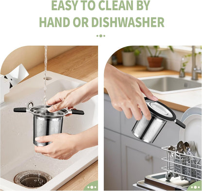 Tea Infuser Strainers, Stainless Steel Loose Leaf Tea Strainer Stepper with Heat Proof Double Handles, Extra Fine Mesh Ball Infusers, Diffuser Holder Filter for Mugs, 1PC