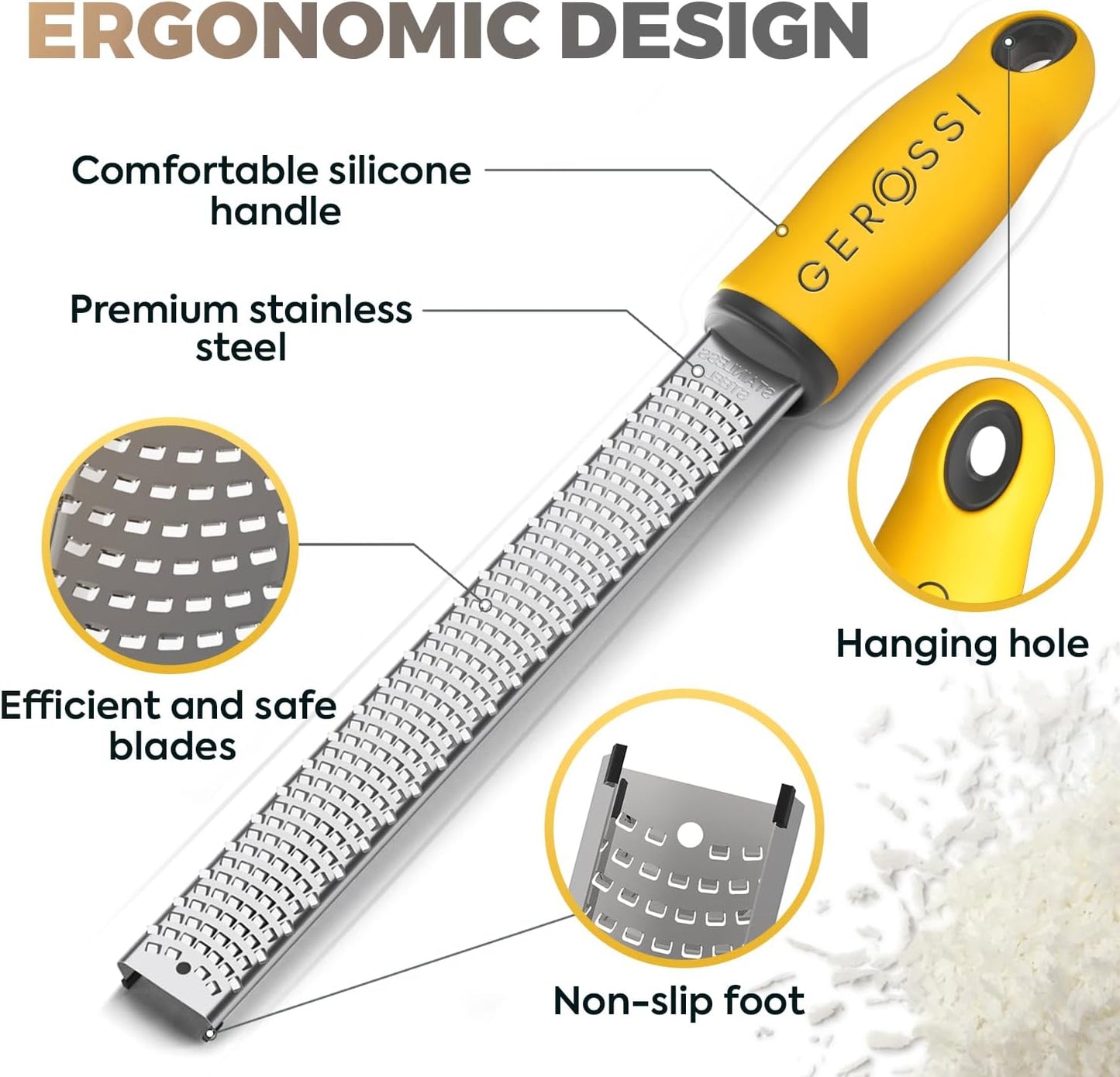 Stainless Steel Cheese Grater & Lemon Zester w/Extra Sharp Blade - Perfect for Lemon, Parmesan, Garlic, Chocolate - Spice Up any Dish in Seconds w/Your Premium Citrus Hand Grater with Handle - Blue