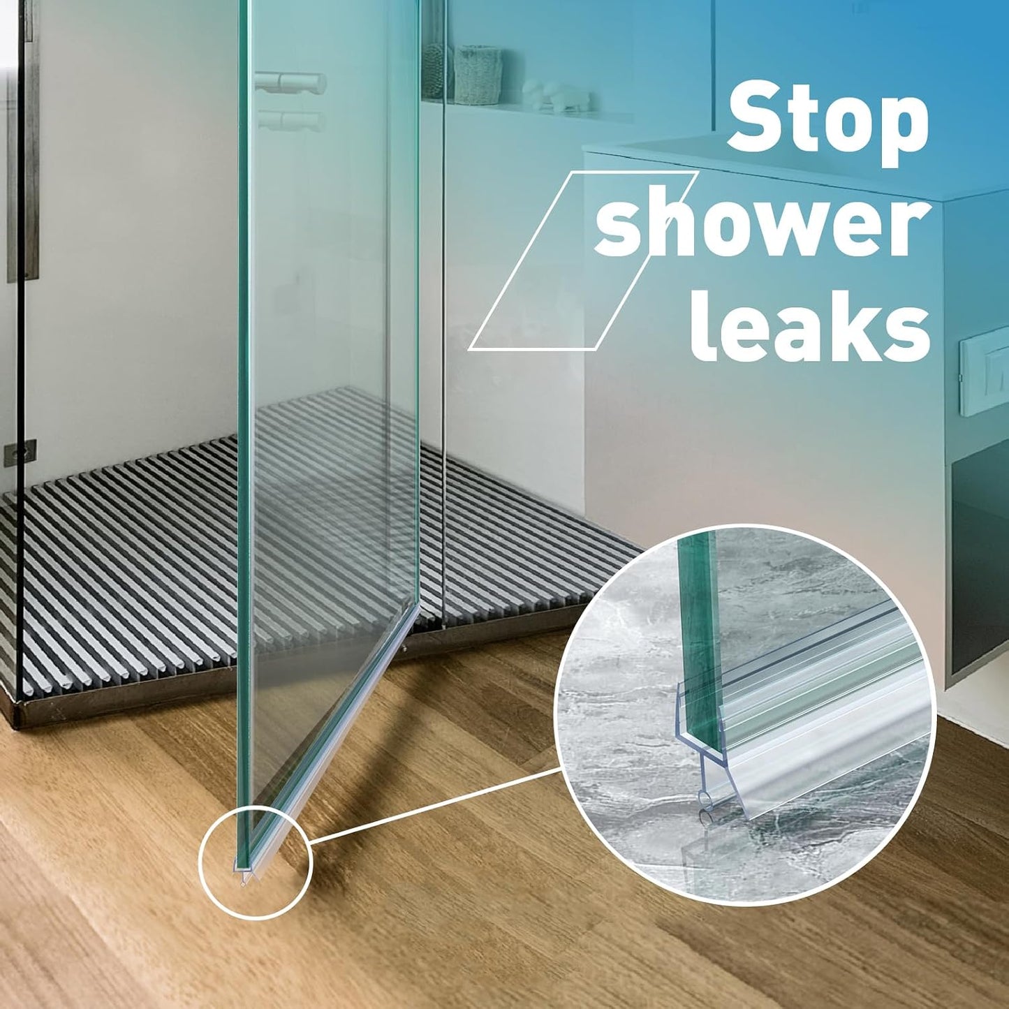 Shower Door Bottom Seal,2 PCS 3/8" X 36" | Door Sweep for 3/8 Inch Glass,Frameless Glass Door Seal Strip to Seal 11mm Gap,Stop Shower Leaks and Create a Water Barrier
