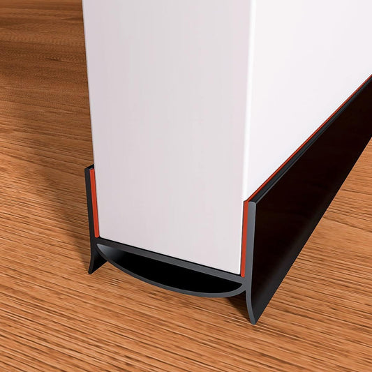 Door Draft Stopper for Bottom of Door, PVC Door Bottom Seal Strip with Strong Adhesive, Cuttable Door Sweep for Exterior & Interior Doors, Blocks Drafts, Dust, Noise & Cold Air, 36 Inch,(2, Black)