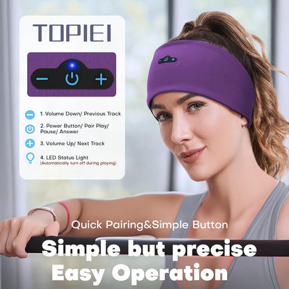 Sleep Headphones Bluetooth Headband for Side Sleeper 2-Pack, 17H Playtime, Wireless Headband Headphones with HD Stereo Speakers for Workout,Running,Yoga, Ideal Gifts for Men, Women, Teens