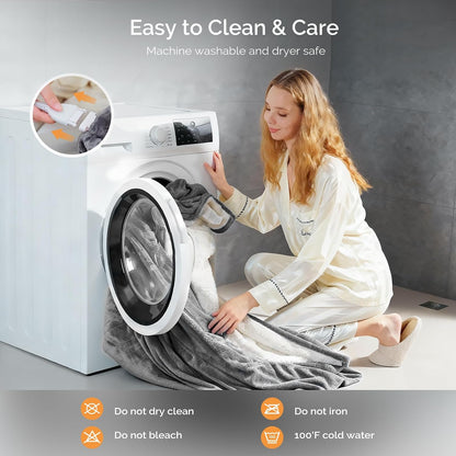Heated Blanket Electric Throw Blanket with Built-in Button Controller 50"x60" One-Touch Ultra Cozy Soft Warm Heating Electric Blanket with 4 Heat Levels & 4 Hours Auto-Off Overheat Protection