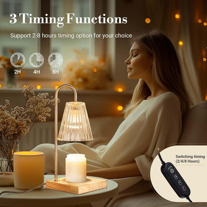 Vintage Candle Warmer Lamp with Timer Dimmer, Adjustable Height | Vintage farmhouse style with 2 bulbs, adjustable height, timer and dimmer for flameless fragrance in bedroom or home gifts