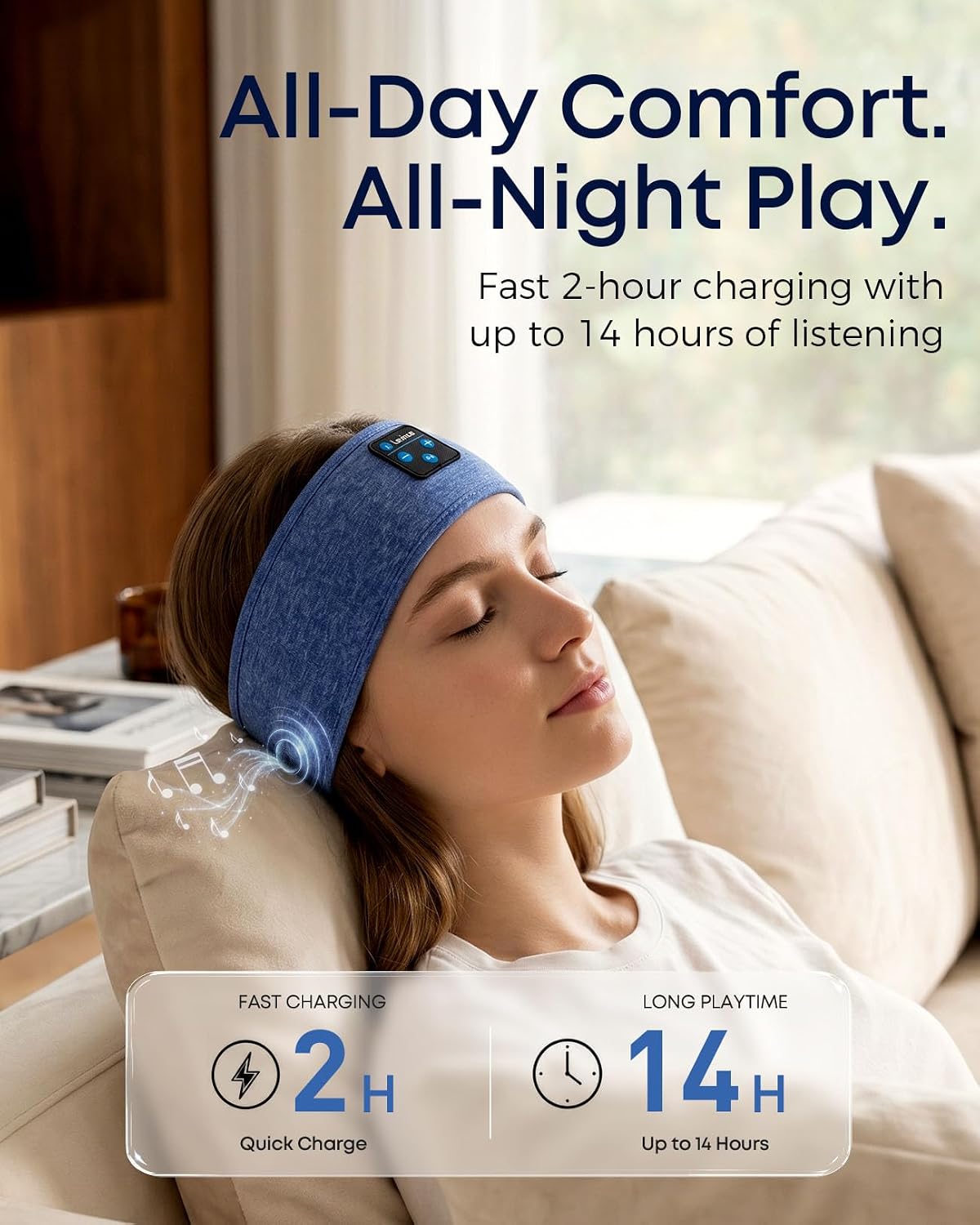 Sleep Headphones Headband, Bluetooth 5.4 Sleeping Headphones for Side Sleepers, Wireless Headband Headphones with Ultra-Thin Stereo Speakers for Sports, Workout, Travel, Meditation