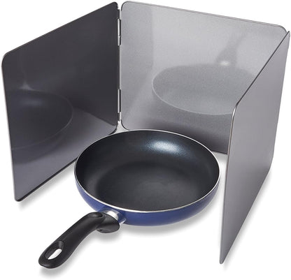 Fox Run Splatter Shield, 3 Sided Frying Splatter Guard For Stove Top | Keep Stoves & Counters Clean | 3 Panel Oil Splatter Guard | Non-Stick Splash Guard For Easy Clean Up | Home Frying Essential
