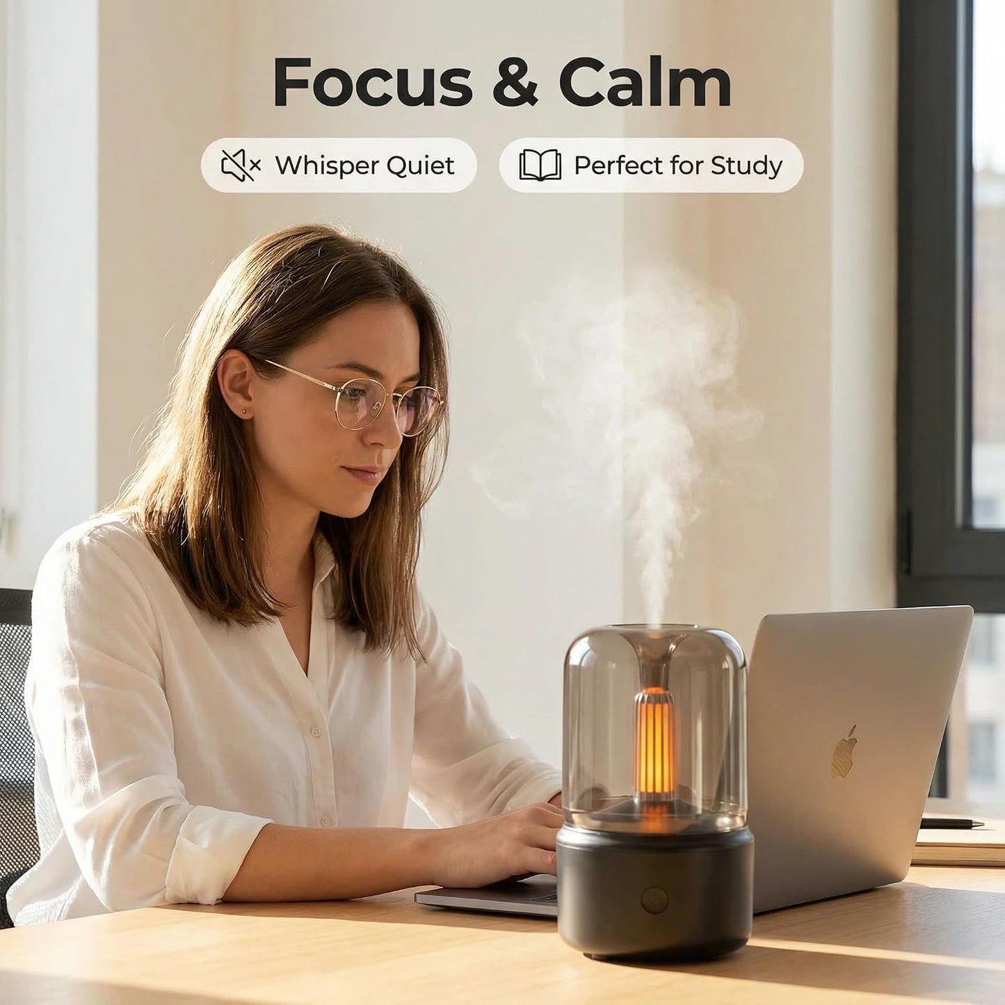 LONCIN Essential Oil Diffuser, 120ml Aromatherapy Diffuser with Auto Shut-Off Function, Ultrasonic Diffusers for Essential Oils, Cool Mist Humidifier with Warm Lights, for Home & Office