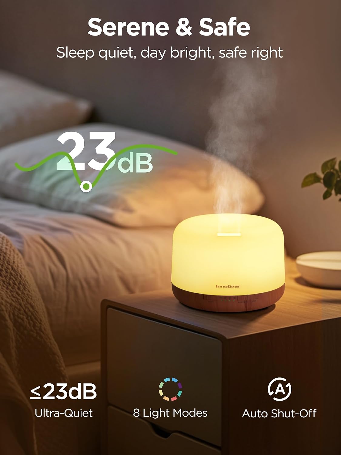 InnoGear Aromatherapy Diffuser & 10 Essential Oils Set, 500ml Essential Oil Diffuser with Remote Control Mother's Gift Ultrasonic Cool Mist Scent Humidifier Vaporizer Auto-Off Timer for Home, Yellow