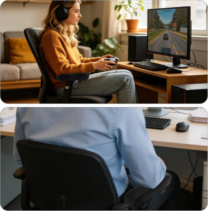 Ergonomic Office Chair Arm Pads, Memory Foam Armrest Cushions for Desk Chair Gaming Chair, Elbow Pressure Relief, 2 Pack