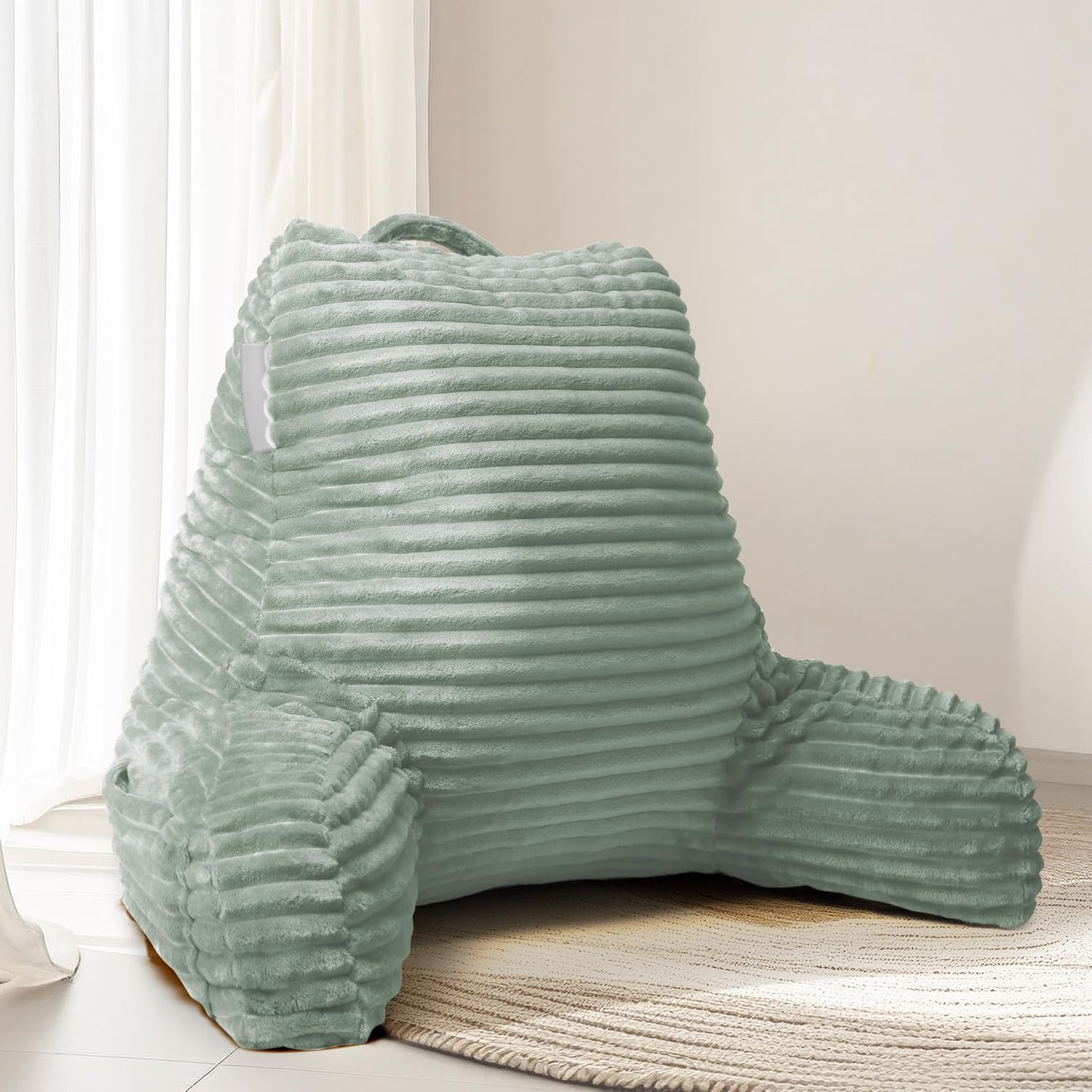 Hearth & Harbor Reading Pillow for Bed Adult – Back Pillow for Sitting in Bed, Standard Bed Pillows for Sitting Up in Bed, Foam Bed Chair Pillow, Stone Blue Bed Rest Pillow