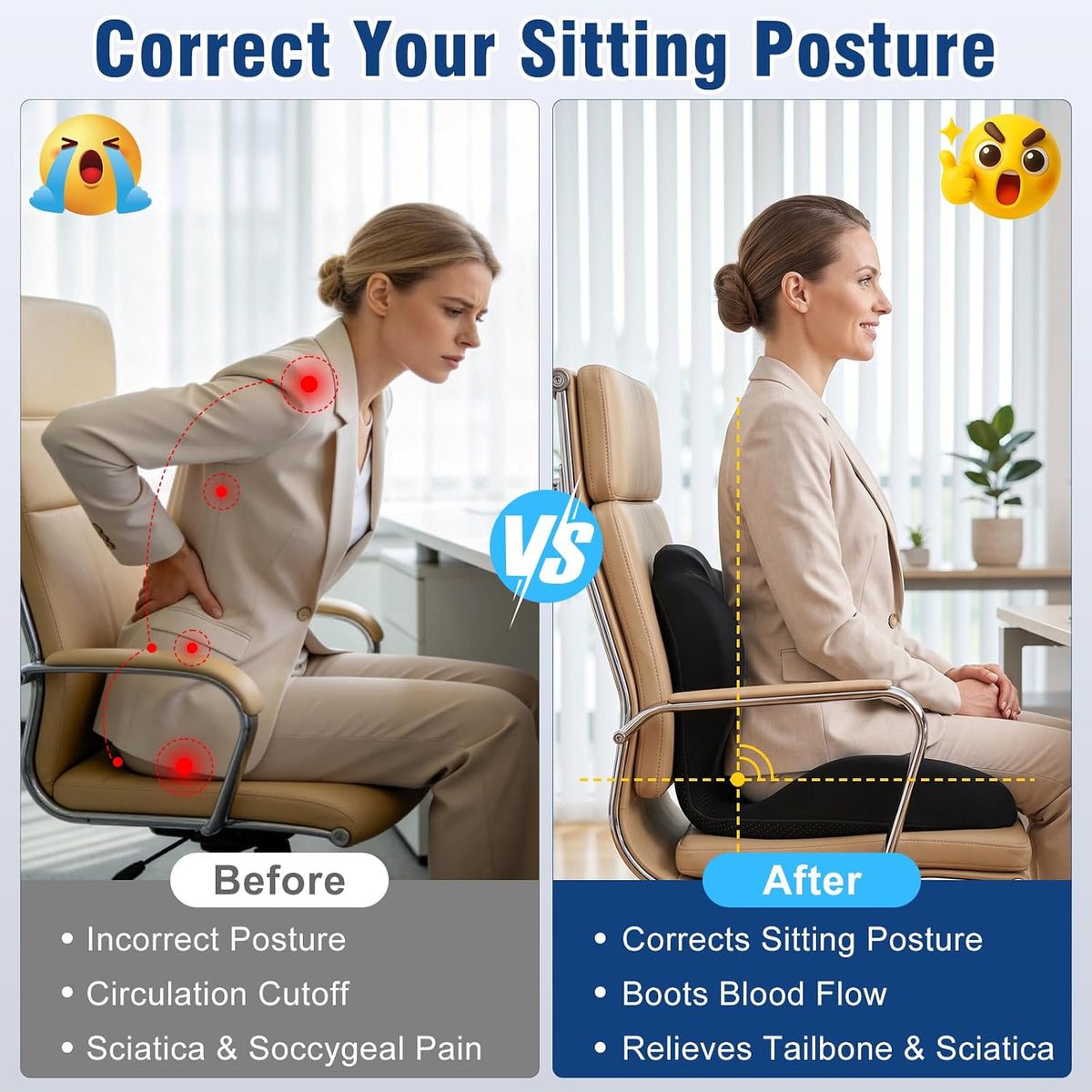 Car Seat Cushion Office Chair Cushion with Lumbar Support Pillow
