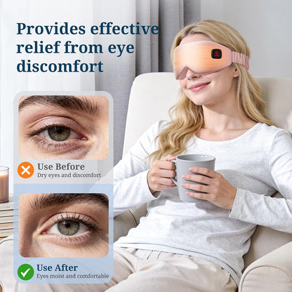 100% Silk Wireless Heated Eye Mask with Cooling, Relieves Dry Eye Syndrome and Puffy, Reduces Dark Circles, Adjustable Velcro Design and Washable Cover, Suitable for Travel & Gifts-Pink. | 3 Heat Levels; 15-Minute Auto-Off; 1500mAh Battery; Type-C