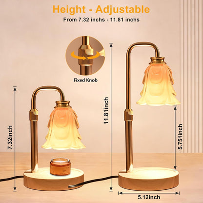 Candle Warmer Lamp with Timer & Dimmer, Birthday Gifts for Women Mom, 4-Level Dimmable Flower Heat Lamp for Jar Candles, Adjustable Height, House Warming Gifts, Home Decor (Purple