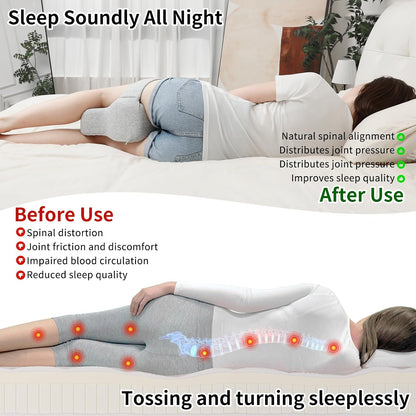 Pregnancy Knee Pillow for Side Sleepers with Strap, Memory Foam Leg Pillow for Sciatica Pain Relief, Hip & Back Support, Alignment Cushion for Pregnant Women, Post Surgery Leg Elevation (Gray)