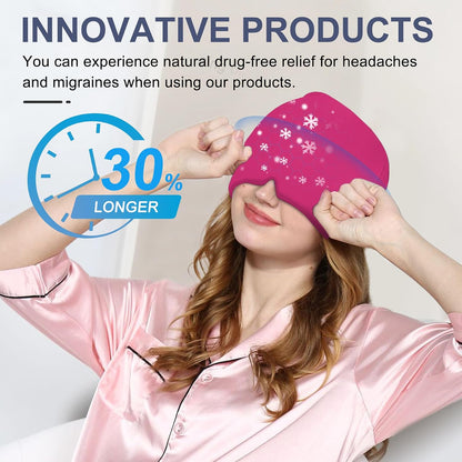 Migraine Headache Relief Cap, Gel Ice Head Wrap, Hot and Cold Therapy, Headache Eyes Mask for Sinus, Puffy Eyes, Tension and Stress Relief (Blue)