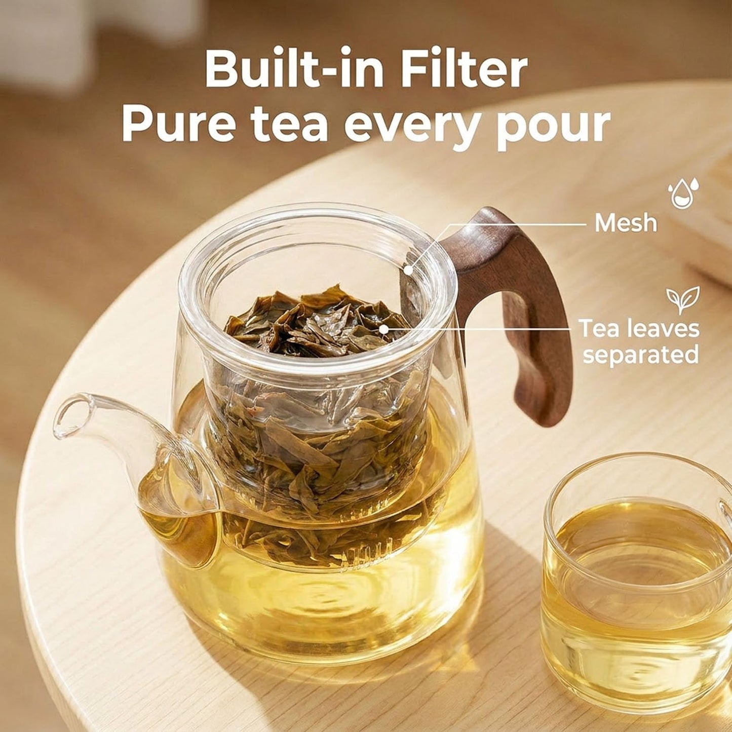High Borosilicate Glass Teapot, 36 oz Thickened Heatproof Glass Teapot with Removable Stainless Steel Infuser and Lid, Stovetop Safe Tea Kettle, Hand Crafted Kettle, for Women and Adult