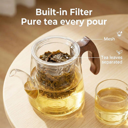 High Borosilicate Glass Teapot, 36 oz Thickened Heatproof Glass Teapot with Removable Stainless Steel Infuser and Lid, Stovetop Safe Tea Kettle, Hand Crafted Kettle, for Women and Adult