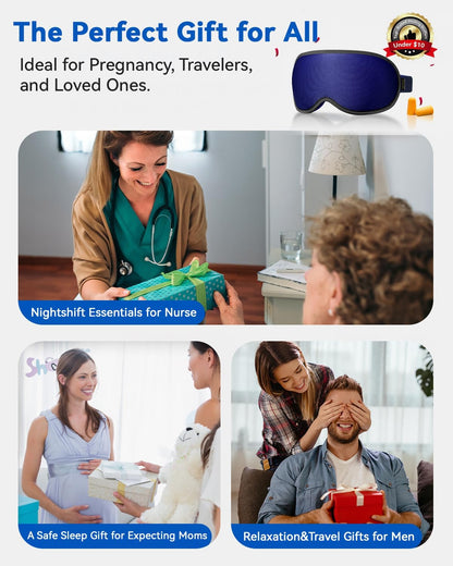 FACEMOON 3D Blackout Weighted Sleep Mask, Airplane Travel & Nurse Essential