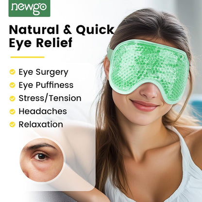 NEWGO Cooling Gel Eye Mask - Reusable Cold Pack for Puffy Eyes, Dark Circles, Migraine, Stress Relief - Purple With Soft Plush Backing