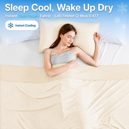 Cooling Blanket Queen Size for Hot Sleepers, Q-Max >0.4, 90 x 90 Inch, Grey