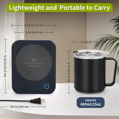 VOBAGA Coffee Mug Warmer Set with Auto Shut Off, 15 oz Coffee Mug Gift Set & 3 Temperature Settings Home Office Desk Accessories Valentine's Day Gift
