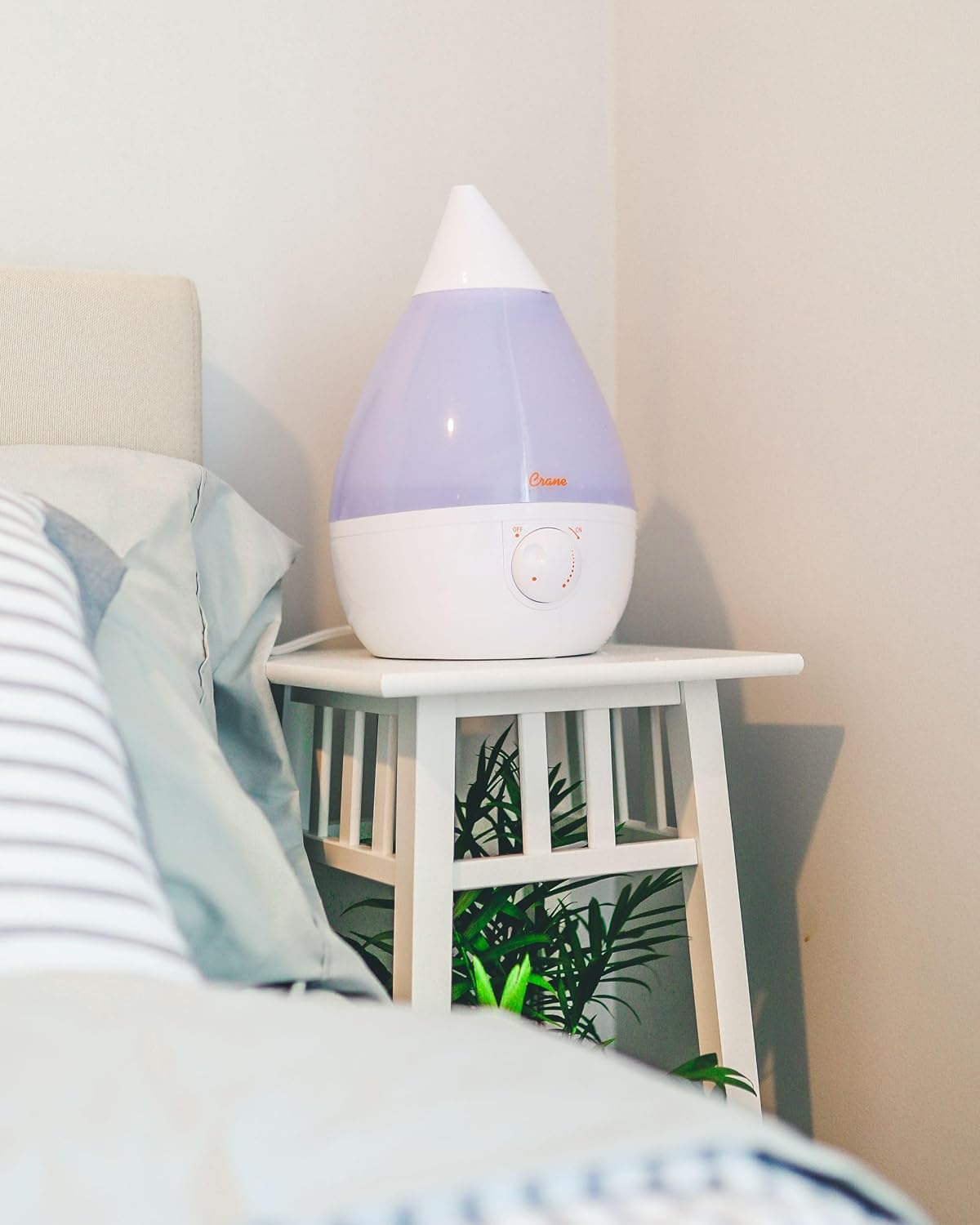 Crane Ultrasonic Cool Mist Humidifier for Bedroom, Baby Nursery, Kids Room, Plants, or Office, Large 1 Gallon Tank, Filter Optional, Blue and White
