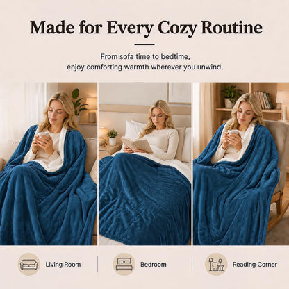 Electric Heated Blanket Full Size 72"x84" – Light Gray | ETL for Safe Overnight, 4 Heat Settings & 10H Auto Off, Dual-Sided Microplush Sherpa for Home Night, Machine washable
