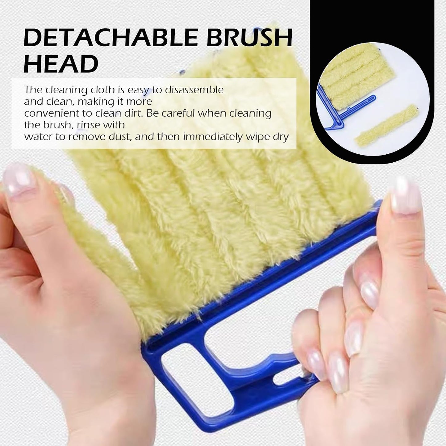 2PCS Blind Cleaner Duster Tool, Microfiber Washable Handheld Mini Duster Brush, 7-Finger Dusting Cleaner Tool for Air Conditioner Vents, Wood Blinds (Orange & Blue)