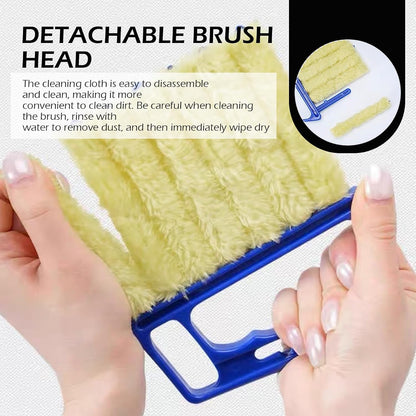 2PCS Blind Cleaner Duster Tool, Microfiber Washable Handheld Mini Duster Brush, 7-Finger Dusting Cleaner Tool for Air Conditioner Vents, Wood Blinds (Orange & Blue)
