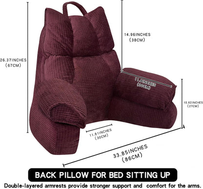 Reading Pillow for Bed with Arms, Back Support, Memory Foam（Grey Black） | Reading Pillow for Bed with High Arm Rests, Back Support Pillow for Sitting Up, Shredded Memory Foam for Reading, TV & Gaming
