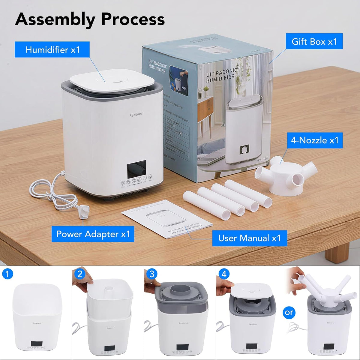 Humidifier for Bedroom, 3L Ultrasonic Cool Mist