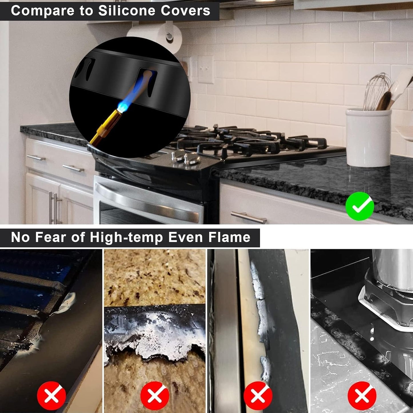 Stove Cover, Stove Guard, Stainless Steel Stove Gap Covers, Heat Resistant & Easy to Clean Stove Counter Gap Cover, Kitchen Stove Counter Gap Cover Eliminates Gap Between Counter & Appliances (2 pcs)