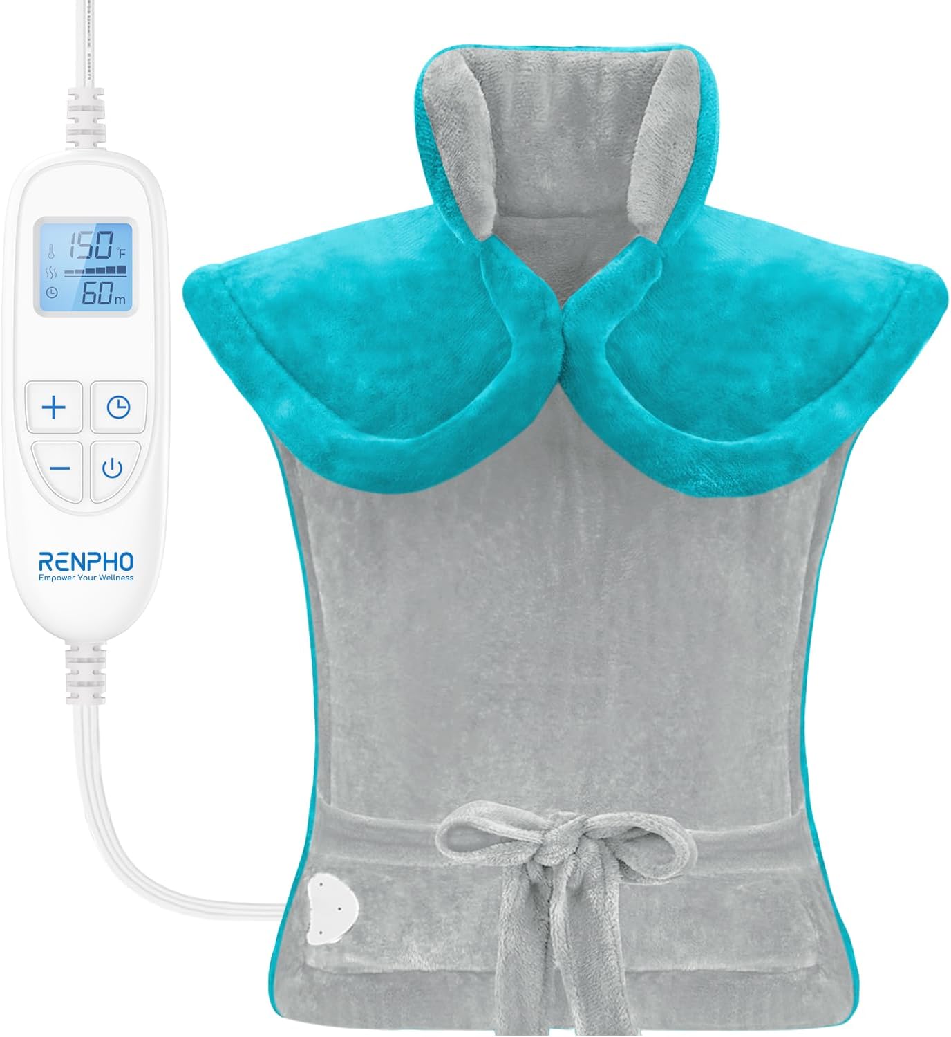 RENPHO Electric Heating Pad - 6 Heat Levels for Neck Shoulder and Back, Birthday Gifts for Women Men Mom Dad, Weighted Pad for Snug Fit, ETL Safety Certified, FSA Eligible, 24"x33" Gray